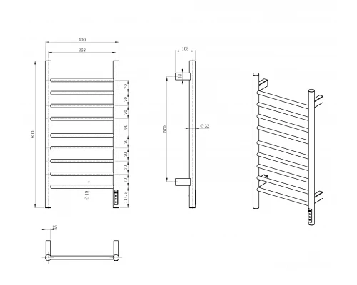 Полотенцесушитель электрический WONZON & WOGHAND BONN, Хром (WW-AL4094-CR)