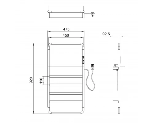 Полотенцесушитель электрический WONZON & WOGHAND DÜSSELDORF, Темный графит (WW-A203-GM)