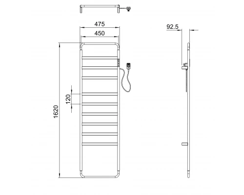 Полотенцесушитель электрический WONZON & WOGHAND DÜSSELDORF, Темный графит (WW-A204-GM)