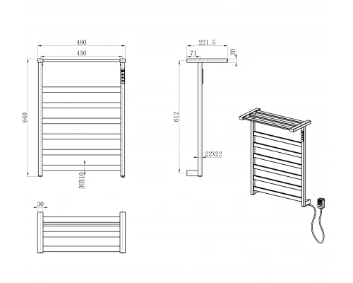 Полотенцесушитель электрический WONZON & WOGHAND FRANKFURT, Брашированный никель (WW-A1026-BR)