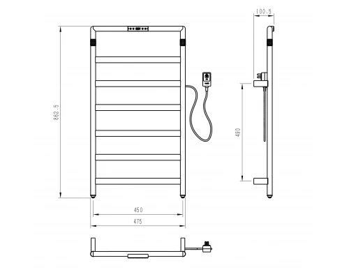 Полотенцесушитель электрический WONZON & WOGHAND KÖLN, Брашированный никель (WW-A6016-BR)