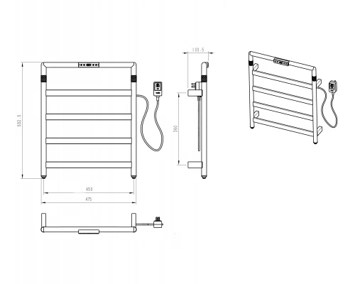Полотенцесушитель электрический WONZON & WOGHAND KÖLN, Темный графит (WW-A6014-GM)