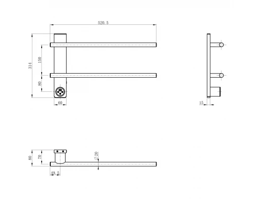 Полотенцесушитель электрический WONZON & WOGHAND NÜRNBERG, Брашированный никель (WW-AL342-BR)