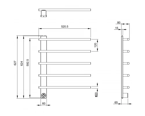 Полотенцесушитель электрический WONZON & WOGHAND NÜRNBERG, Брашированный никель (WW-AL345-BR)