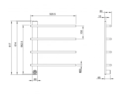 Полотенцесушитель электрический WONZON & WOGHAND NÜRNBERG, Черный матовый (WW-AL344-MB)
