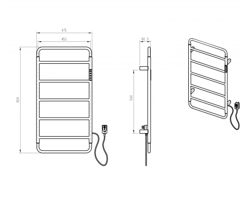 Полотенцесушитель электрический WONZON & WOGHAND WISMAR, Брашированный никель (WW-AL202-BR)