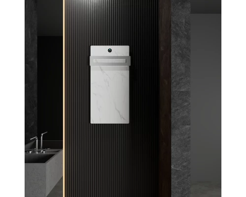 Полотенцесушитель электрический с каменной плитой Белый мрамор WONZON & WOGHAND STUTTGART, Брашированный никель (WW-A501-BR)