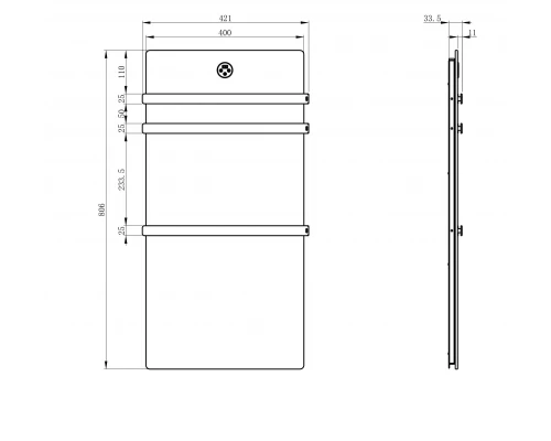 Полотенцесушитель электрический с каменной плитой Белый мрамор WONZON & WOGHAND STUTTGART, Темный графит (WW-A503-GM)