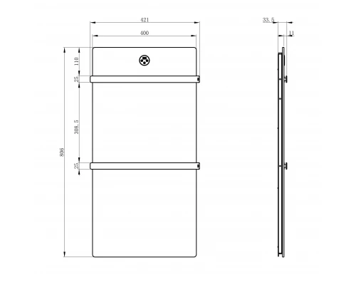 Полотенцесушитель электрический с каменной плитой Серый мрамор WONZON & WOGHAND STUTTGART, Темный графит (WW-A502-GM)
