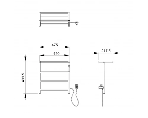 Полотенцесушитель электрический с полкой WONZON & WOGHAND BONN, Хром (WW-AL402-CR)
