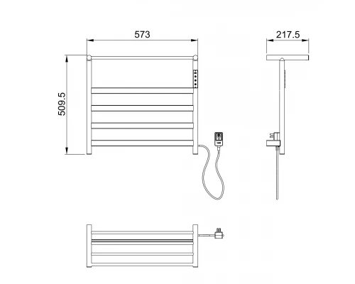 Полотенцесушитель электрический с полкой WONZON & WOGHAND ESSEN, Брашированный никель (WW-A402-BR)