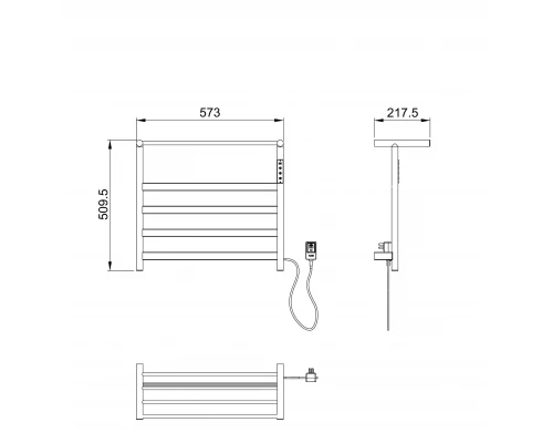 Полотенцесушитель электрический с полкой WONZON & WOGHAND ESSEN, Темный графит (WW-A402-GM)