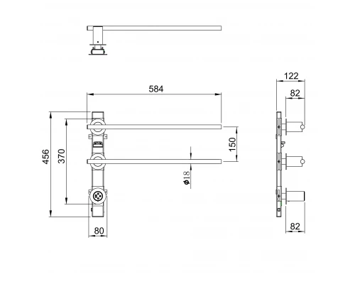 Полотенцесушитель электрический встраиваемый WONZON & WOGHAND DORTMUND, Черный матовый (WW-A362-MB)