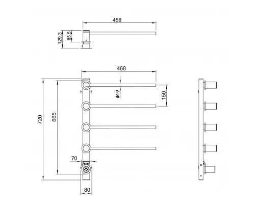 Полотенцесушитель электрический встраиваемый WONZON & WOGHAND HAMBURG, Темный графит (WW-AL314-GM)