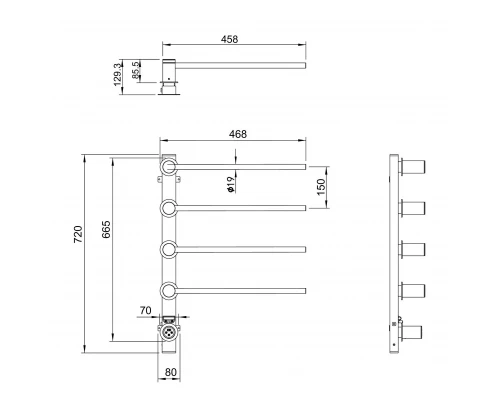 Полотенцесушитель электрический встраиваемый WONZON & WOGHAND HAMBURG, Хром (WW-AL314-CR)