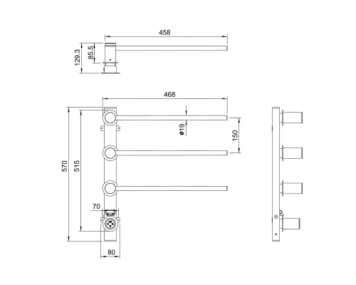 Полотенцесушитель электрический встраиваемый WONZON & WOGHAND HAMBURG, Черный матовый (WW-AL313-MB)
