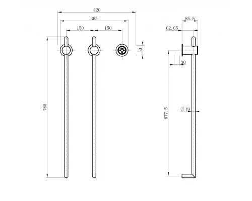 Полотенцесушитель электрический встраиваемый WONZON & WOGHAND LEIPZIG, Брашированное золото (WW-AL3621-BG)