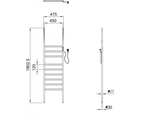 Полотенцесушитель электрический напольный WONZON & WOGHAND BREMEN, Темный графит (WW-A207-GM)