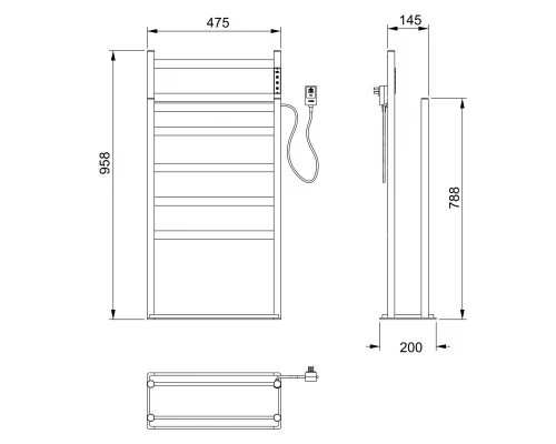 Полотенцесушитель электрический напольный WONZON & WOGHAND ESSEN, Брашированный никель (WW-A407-BR)