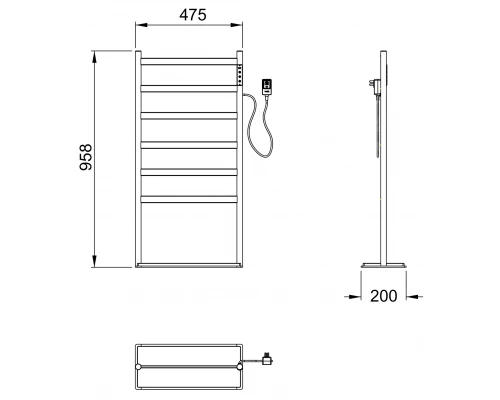 Полотенцесушитель электрический напольный WONZON & WOGHAND ESSEN, Темный графит (WW-A406-GM)