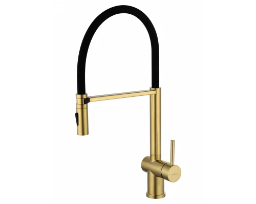 Смеситель для кухни с гибким изливом WONZON & WOGHAND, Брашированное золото (WW-88438003-BG)