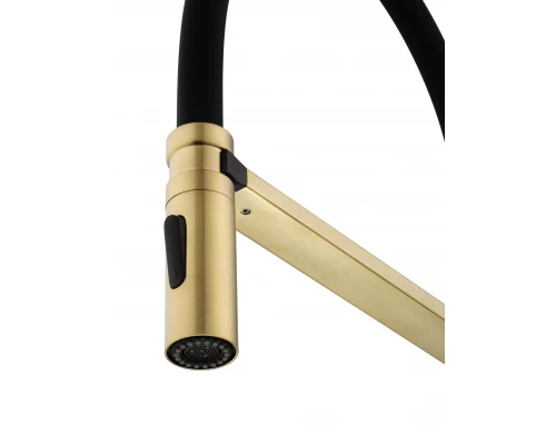 Смеситель для кухни с гибким изливом WONZON & WOGHAND, Брашированное золото (WW-88438003-BG)