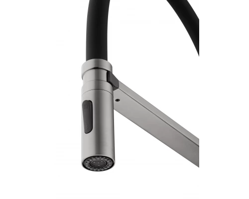 Смеситель для кухни с гибким изливом WONZON & WOGHAND, Темный графит (WW-88438003-BGM)