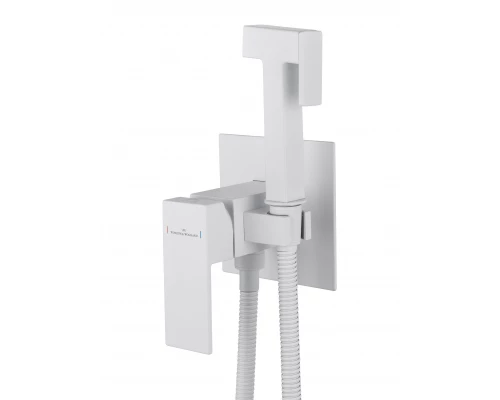 Смеситель с гигиеническим душем встраиваемый WONZON & WOGHAND CUBE, Белый матовый (WW-88829016-MW)