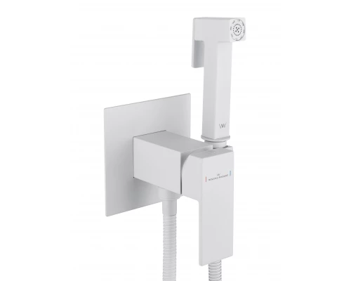 Смеситель с гигиеническим душем встраиваемый WONZON & WOGHAND CUBE, Белый матовый (WW-88829016-MW)