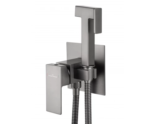 Смеситель с гигиеническим душем встраиваемый WONZON & WOGHAND CUBE, Темный графит (WW-88829016-BGM)