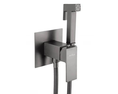 Смеситель с гигиеническим душем встраиваемый WONZON & WOGHAND CUBE, Темный графит (WW-88829016-BGM)