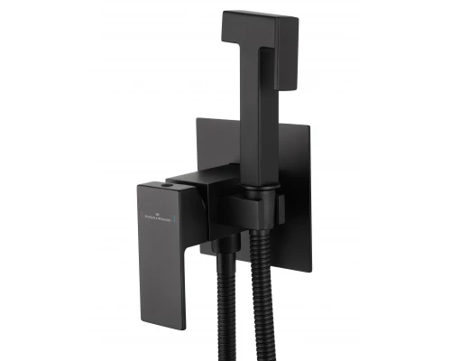Смеситель с гигиеническим душем встраиваемый WONZON & WOGHAND CUBE, Черный матовый (WW-88829016-MB)