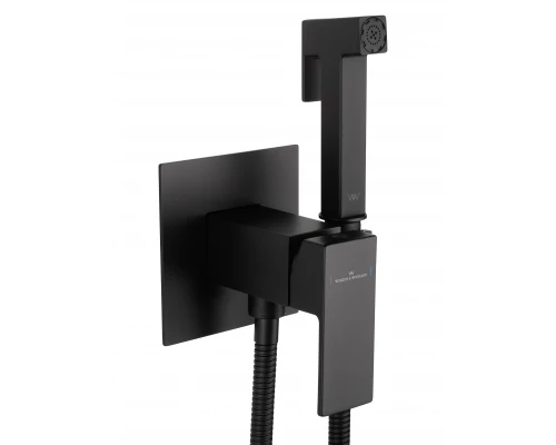 Смеситель с гигиеническим душем встраиваемый WONZON & WOGHAND CUBE, Черный матовый (WW-88829016-MB)