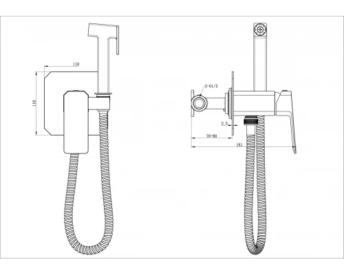 Смеситель с гигиеническим душем встраиваемый WONZON & WOGHAND DIAMOND, Брашированное золото (WW-88829011-BG)