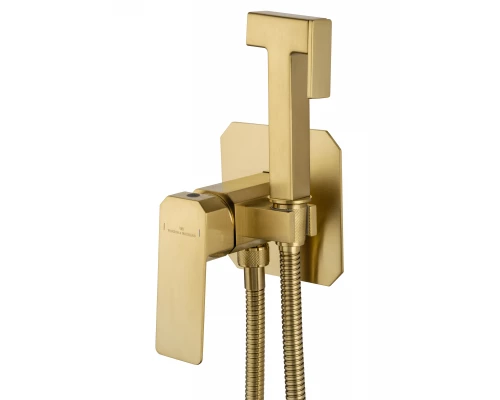 Смеситель с гигиеническим душем встраиваемый WONZON & WOGHAND DIAMOND, Брашированное золото (WW-88829011-BG)