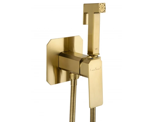 Смеситель с гигиеническим душем встраиваемый WONZON & WOGHAND DIAMOND, Брашированное золото (WW-88829011-BG)