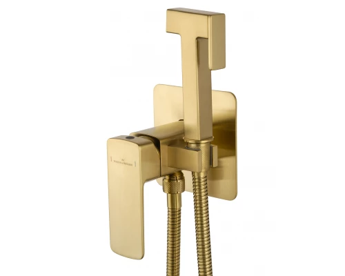 Смеситель с гигиеническим душем встраиваемый WONZON & WOGHAND EDGE, Брашированное золото (WW-88829003-BG)