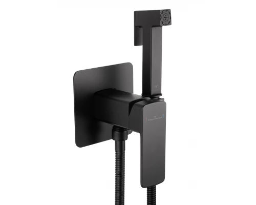 Смеситель с гигиеническим душем встраиваемый WONZON & WOGHAND EDGE, Черный матовый (WW-88829003-MB)