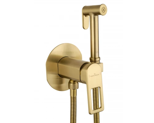 Смеситель с гигиеническим душем встраиваемый WONZON & WOGHAND FRAME, Брашированное золото (WW-88829010-BG)
