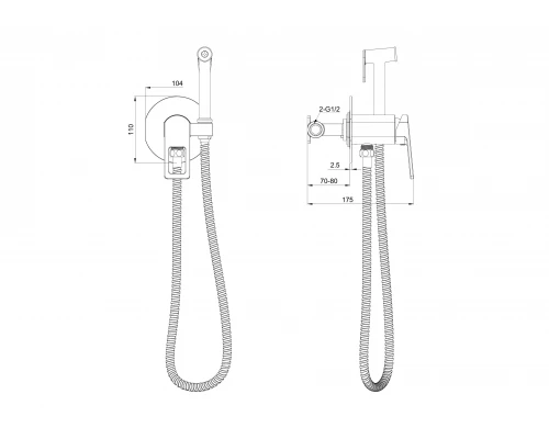 Смеситель с гигиеническим душем встраиваемый WONZON & WOGHAND FRAME, Темный графит (WW-88829010-BGM)