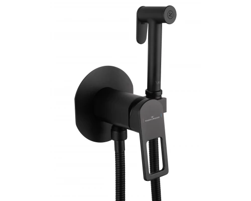 Смеситель с гигиеническим душем встраиваемый WONZON & WOGHAND FRAME, Черный матовый (WW-88829010-MB)