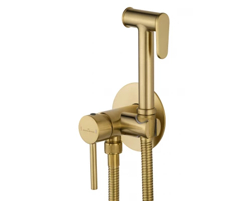 Смеситель с гигиеническим душем встраиваемый WONZON & WOGHAND STICK, Брашированное золото (WW- 88829902-BG)