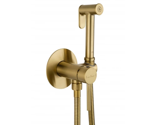 Смеситель с гигиеническим душем встраиваемый WONZON & WOGHAND STICK, Брашированное золото (WW- 88829902-BG)