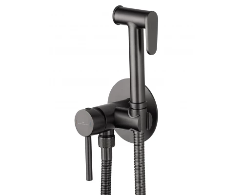Смеситель с гигиеническим душем встраиваемый WONZON & WOGHAND STICK, Темный графит (WW- 88829902-BGM)