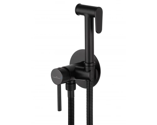 Смеситель с гигиеническим душем встраиваемый WONZON & WOGHAND STICK, Черный матовый (WW- 88829902-MB)