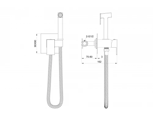 Смеситель с гигиеническим душем встраиваемый WONZON & WOGHAND, Брашированное золото (WW-88829903-BG)