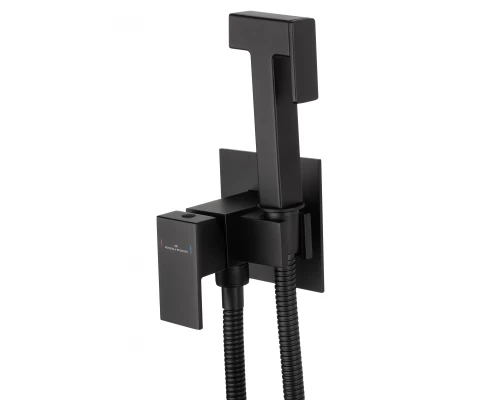 Смеситель с гигиеническим душем встраиваемый WONZON & WOGHAND, Черный матовый (WW-88829903-MB)