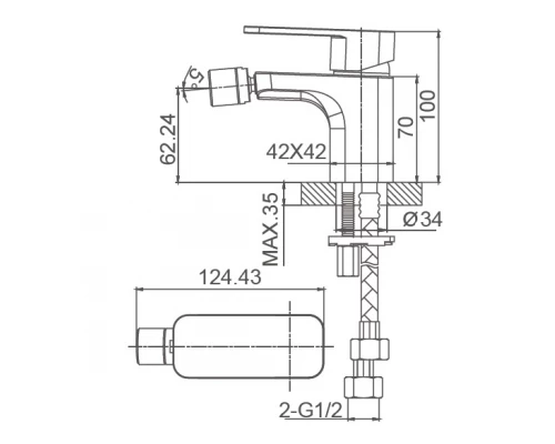 Смеситель для биде WONZON & WOGHAND ARNIE, Хром (WW-695001-CR)