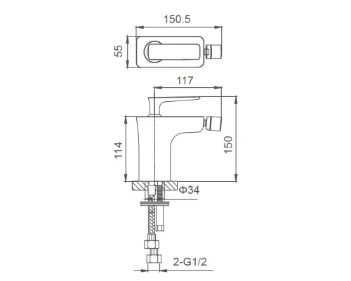 Смеситель для биде WONZON & WOGHAND SHARK, Хром (WW-485001-CR)