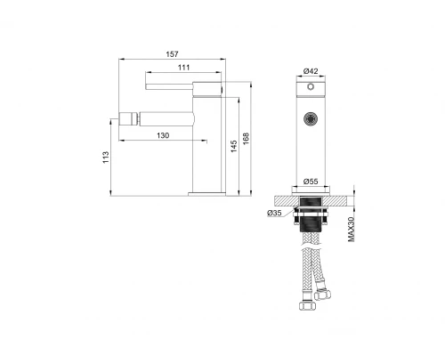 Смеситель для биде WONZON & WOGHAND STICK, Брашированное золото (WW-88339017-BG)
